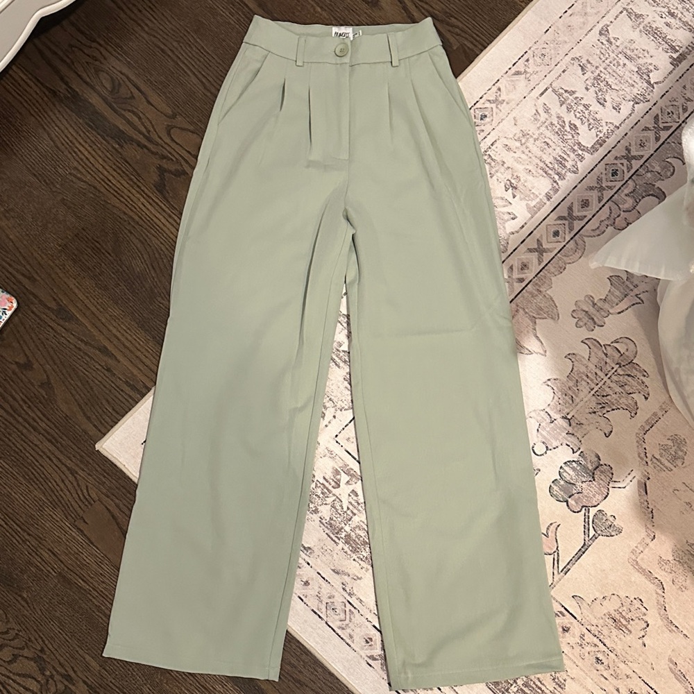 Princess Polly Light Green Wide Leg Pants